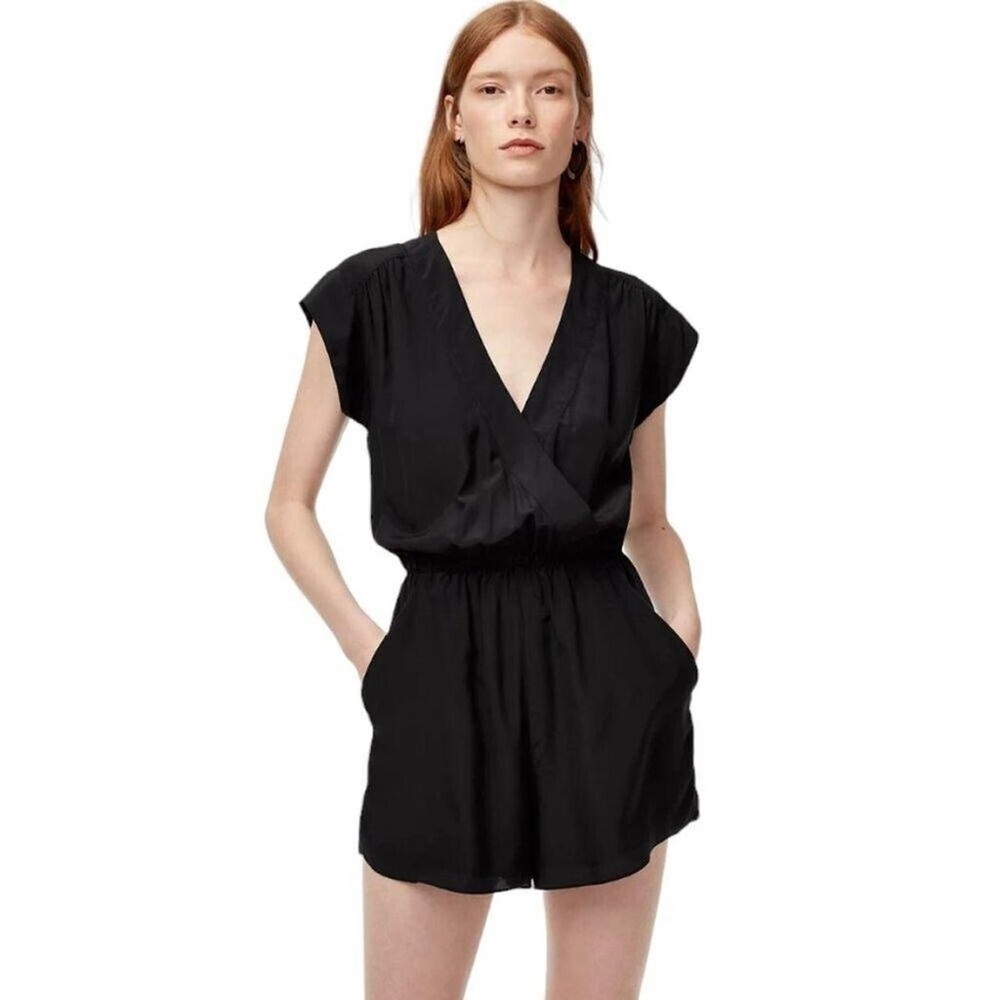 Aritzia Babaton 100% Silk Corbett Romper Black - Size Small